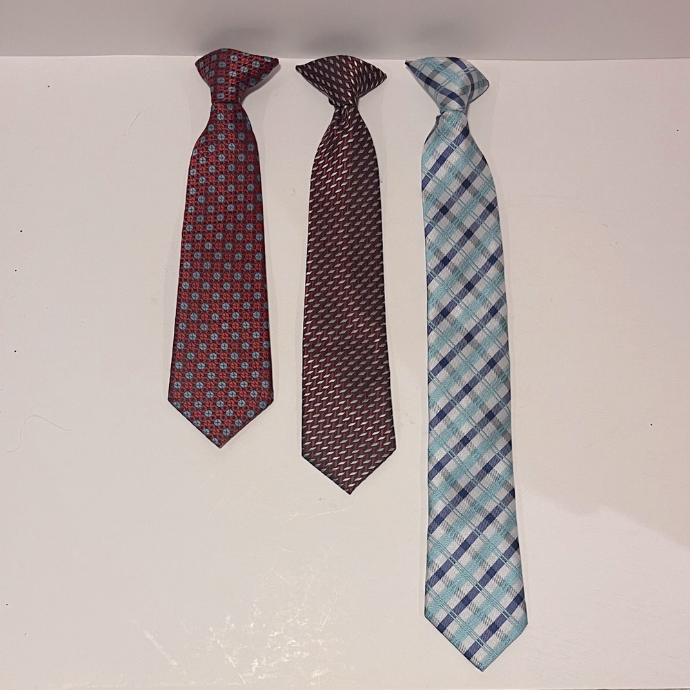 Set of 3 Boys/Young Men's Clip-on Ties. 10”, 11” and 15”
